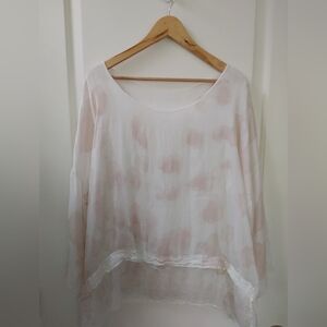 Via Veneto 🤍Made in Italy🤍 Silk Blend Flowy Boho Top ~ Size L